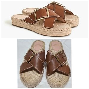 J CREW Buckle Cross Espadrille Slides sz 8 MSRP $1